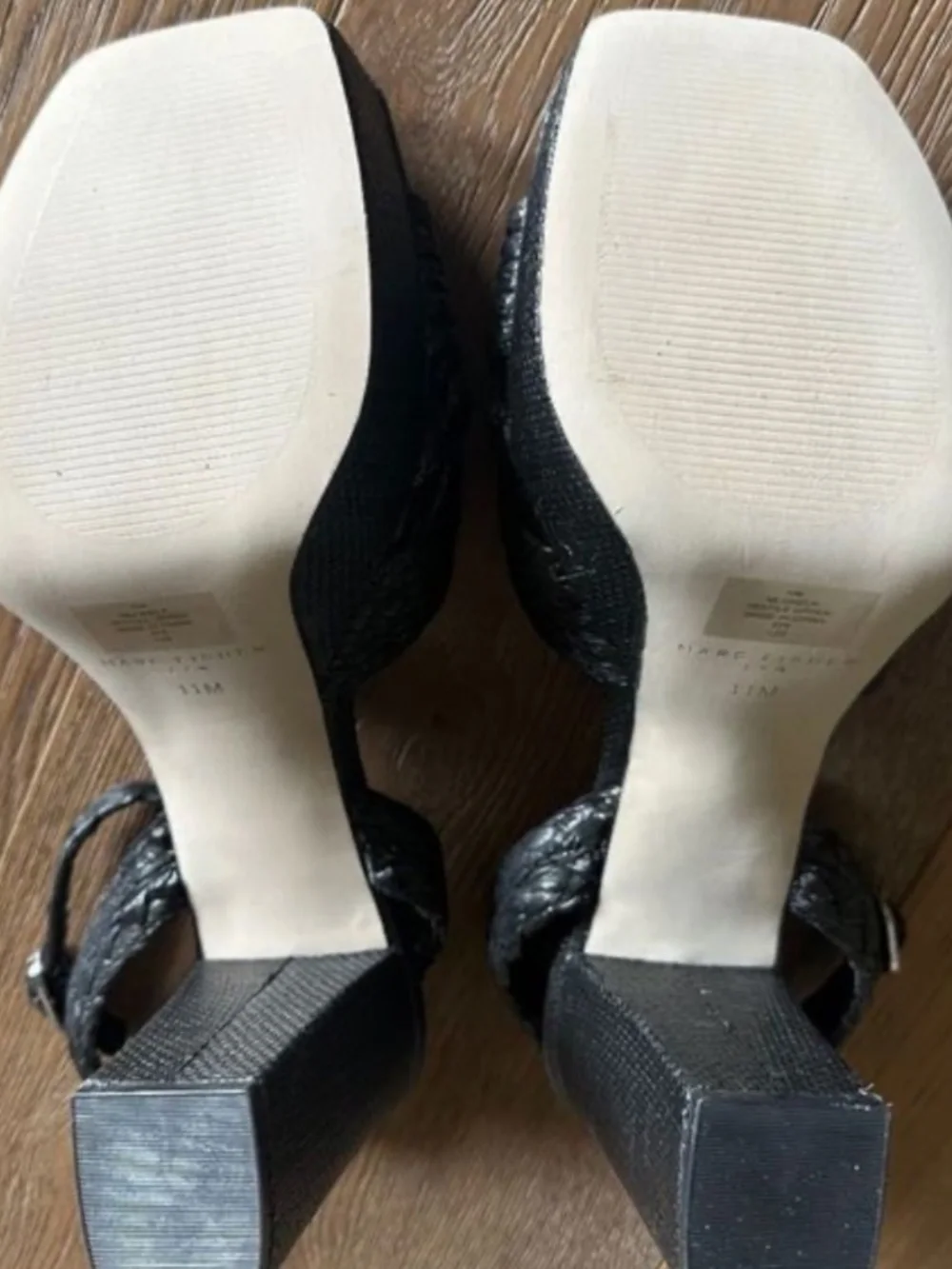 MARC FISHER Chela Espadrille Platform Sandal Black Square Toe Heel Size 11 NEW
